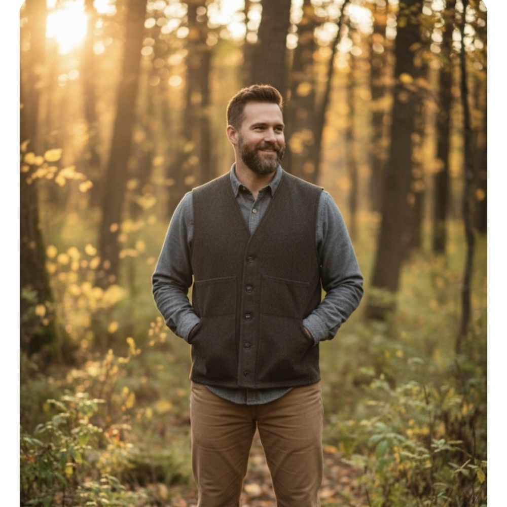 Filson Mens Mackinaw Wool Four Pocket Vest - Forest Green- Outdoor